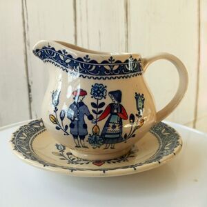 Johnson Bros "Hearts & Flowers"  Creamer and Saucer Set